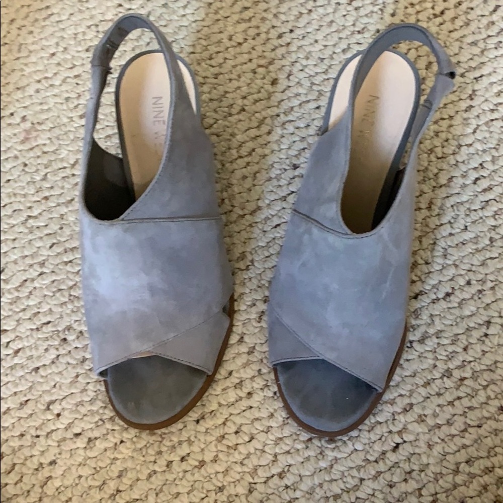 Gray suede heels